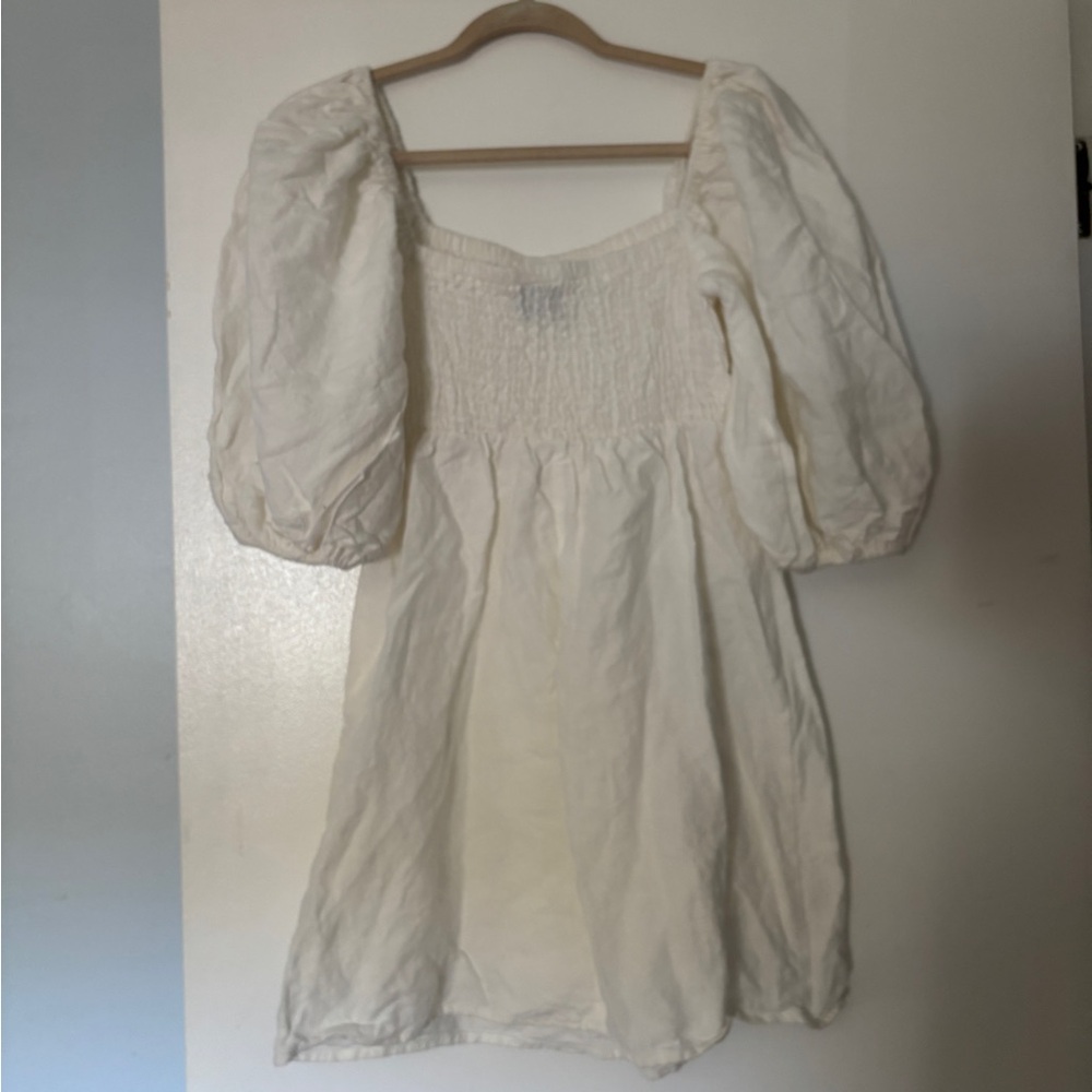 Tuckernuck White Puff-Sleeve Mini Dress